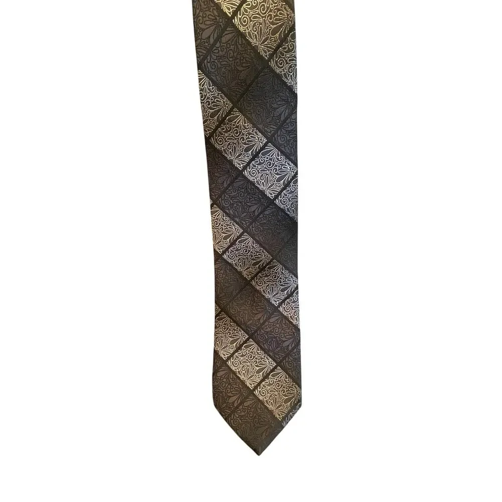 Steve Harvey Celebrity Edition‎ Black Silver Floral Geometric Neck Tie